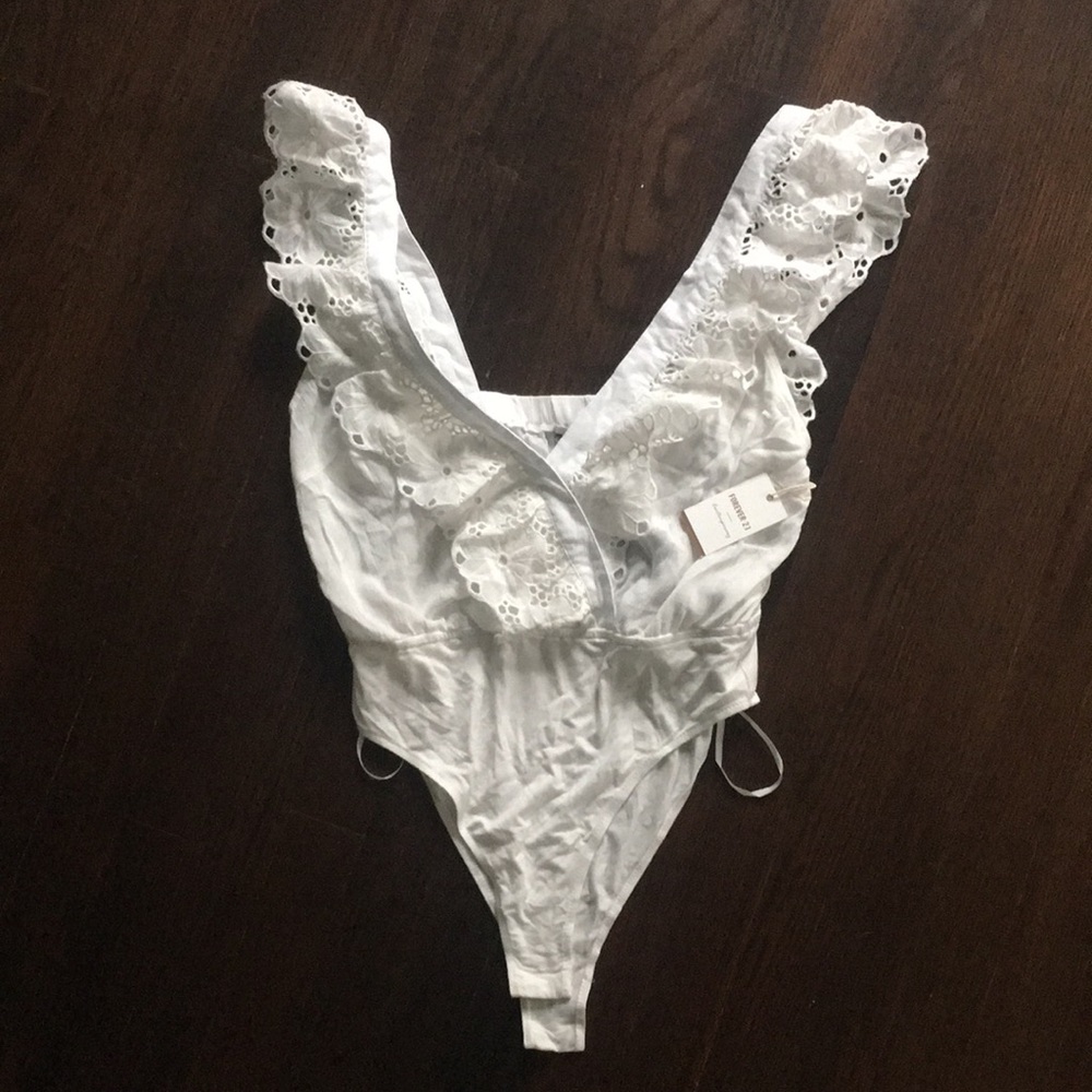 White Lace Bodysuit — Never worn!